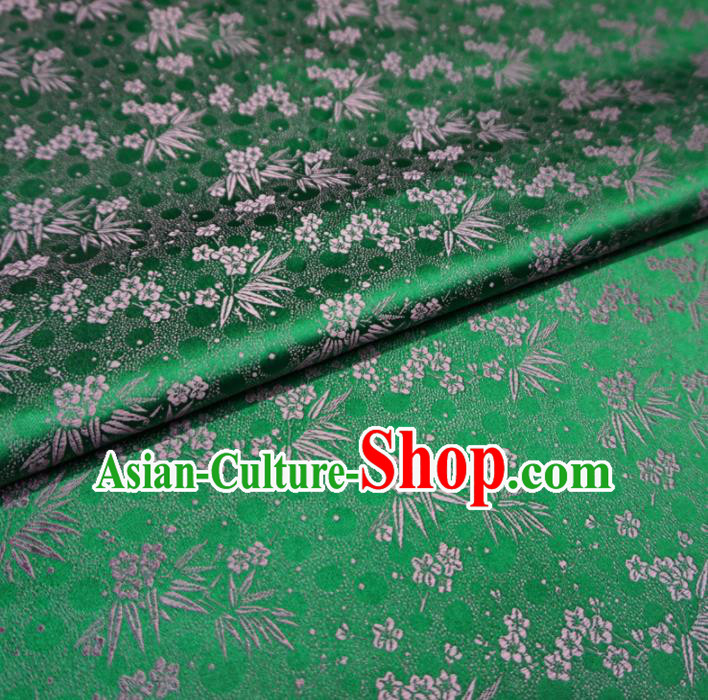 Asian Chinese Traditional Green Brocade Fabric Plum Blossom Bamboo Pattern Tang Suit Silk Material Asian Chinese Traditional Green Brocade Fabric Plum Blossom Bamboo Pattern Tang Suit Silk Material