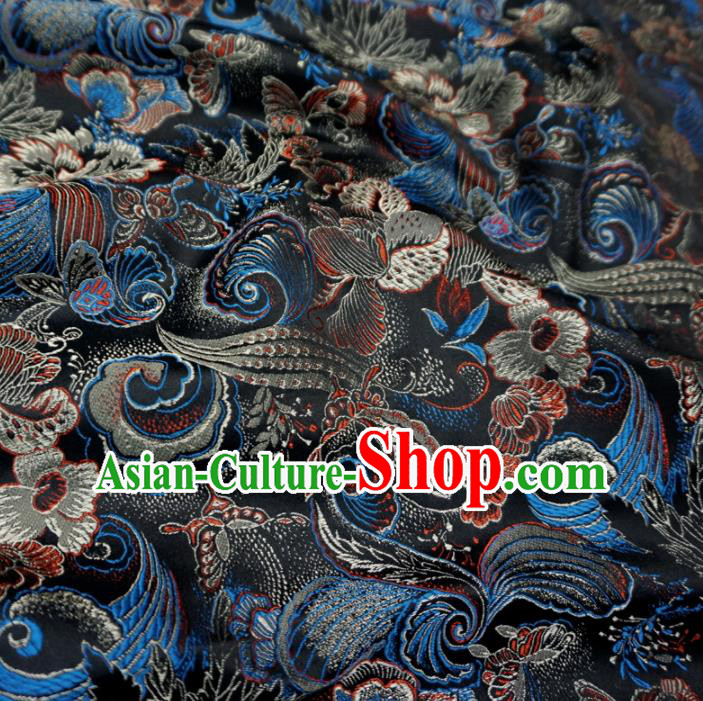 Asian Chinese Traditional Black Brocade Fabric Classical Pattern Tang Suit Silk Material Asian Chinese Traditional Black Brocade Fabric Classical Pattern Tang Suit Silk Material