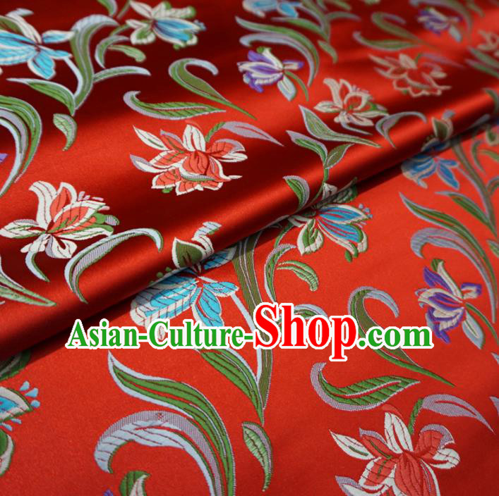 Asian Chinese Traditional Satin Fabric Classical Flowers Pattern Red Brocade Tang Suit Silk Material Asian Chinese Traditional Satin Fabric Classical Flowers Pattern Red Brocade Tang Suit Silk Material