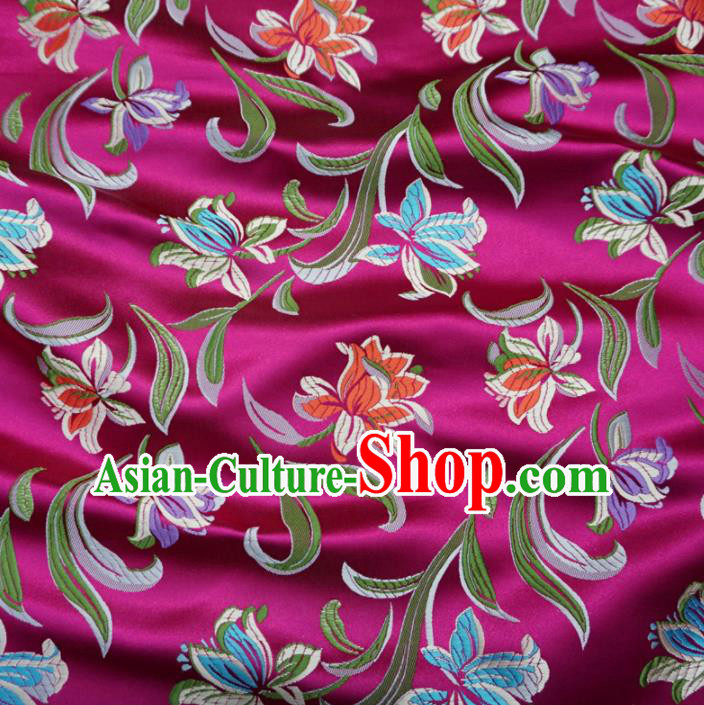 Asian Chinese Traditional Satin Fabric Classical Flowers Pattern Rosy Brocade Tang Suit Silk Material Asian Chinese Traditional Satin Fabric Classical Flowers Pattern Rosy Brocade Tang Suit Silk Material