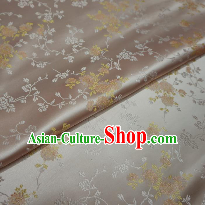 Asian Chinese Traditional Satin Fabric Classical Chrysanthemum Pattern White Brocade Tang Suit Silk Material Asian Chinese Traditional Satin Fabric Classical Chrysanthemum Pattern White Brocade Tang Suit Silk Material