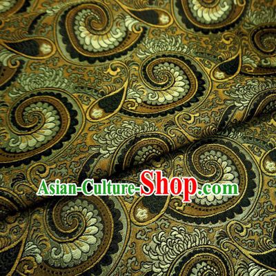 Asian Chinese Classical Conch Design Pattern Golden Brocade Traditional Cheongsam Satin Fabric Tang Suit Silk Material
