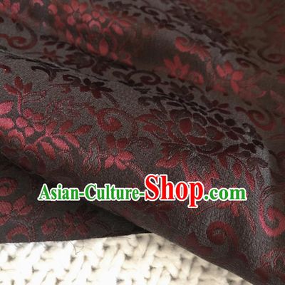 Asian Chinese Classical Flowers Design Pattern Black Brocade Traditional Cheongsam Satin Fabric Tang Suit Silk Material