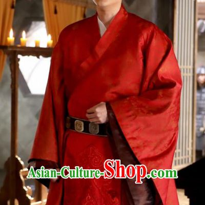 Chinese Drama The Story Of MingLan Ancient Red Robe Song Dynasty Military Officer Embroidered Costume for Men