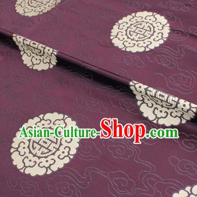 Asian Chinese Classical Round Design Pattern Brown Brocade Traditional Tibetan Robe Satin Fabric Silk Material
