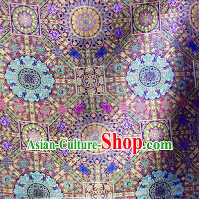 Asian Chinese Classical Buddhism Lotus Pattern Royalblue Nanjing Brocade Traditional Tibetan Robe Satin Fabric Silk Material