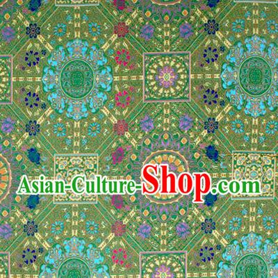 Asian Chinese Classical Buddhism Lotus Pattern Green Nanjing Brocade Traditional Tibetan Robe Satin Fabric Silk Material