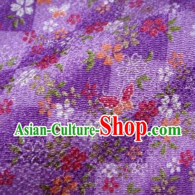 Asian Traditional Classical Butterfly Flowers Pattern Purple Tapestry Satin Brocade Fabric Japanese Kimono Silk Material