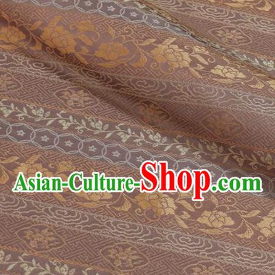 Asian Traditional Classical Peony Pattern Pink Brocade Fabric Japanese Kimono Satin Silk Material