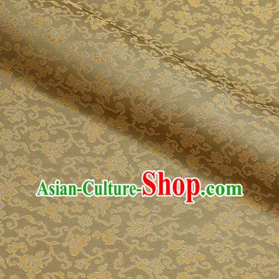 Asian Traditional Classical Acanthus Pattern Golden Brocade Fabric Japanese Kimono Satin Silk Material