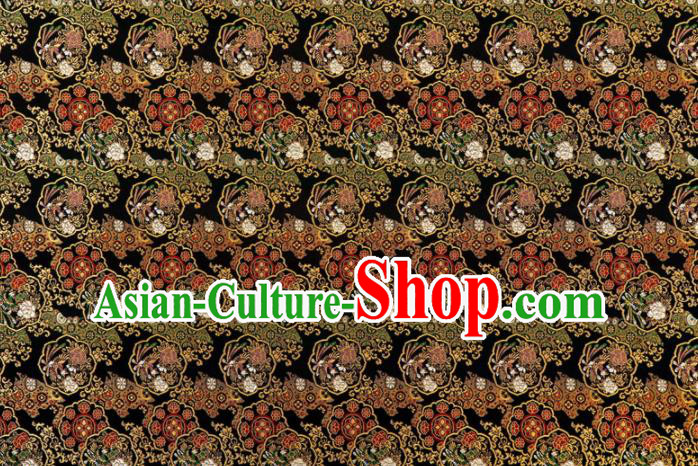 Asian Traditional Classical Phoenix Pattern Nishijin Black Brocade Fabric Japanese Kimono Satin Silk Material Asian Traditional Classical Phoenix Pattern Nishijin Black Brocade Fabric Japanese Kimono Satin Silk Material