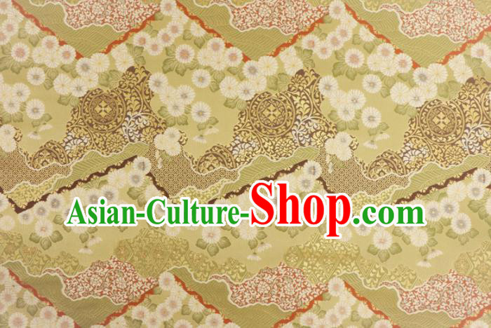 Asian Traditional Classical Daisy Pattern Nishijin Green Brocade Fabric Japanese Kimono Satin Silk Material Asian Traditional Classical Daisy Pattern Nishijin Green Brocade Fabric Japanese Kimono Satin Silk Material