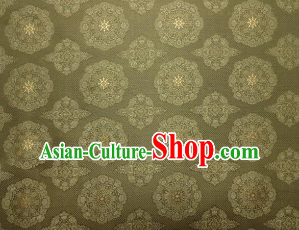 Asian Traditional Classical Pattern Olive Green Brocade Fabric Japanese Kimono Satin Silk Material Asian Traditional Classical Pattern Olive Green Brocade Fabric Japanese Kimono Satin Silk Material