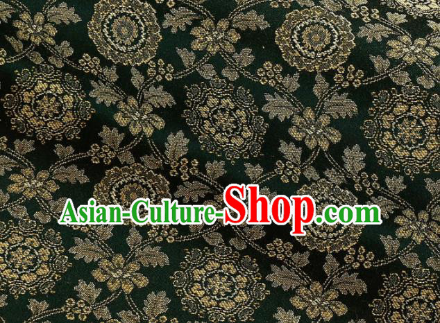 Asian Traditional Classical Pattern Dark Green Brocade Fabric Japanese Kimono Satin Silk Material Asian Traditional Classical Pattern Dark Green Brocade Fabric Japanese Kimono Satin Silk Material
