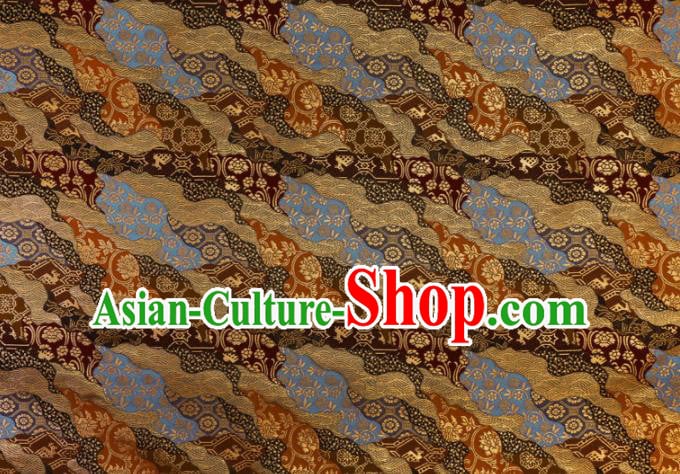 Asian Traditional Classical Pattern Black Tapestry Satin Nishijin Brocade Fabric Japanese Kimono Silk Material Asian Traditional Classical Pattern Black Tapestry Satin Nishijin Brocade Fabric Japanese Kimono Silk Material