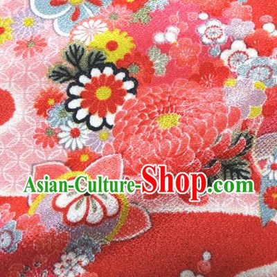 Asian Traditional Classical Chrysanthemum Pattern Pink Tapestry Satin Nishijin Brocade Fabric Japanese Kimono Silk Material