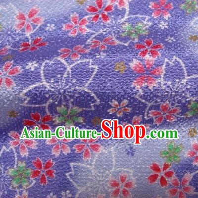 Asian Traditional Classical Sakura Pattern Purple Tapestry Satin Nishijin Brocade Fabric Japanese Kimono Silk Material