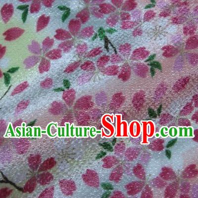 Asian Traditional Classical Sakura Pattern Pink Tapestry Satin Nishijin Brocade Fabric Japanese Kimono Silk Material