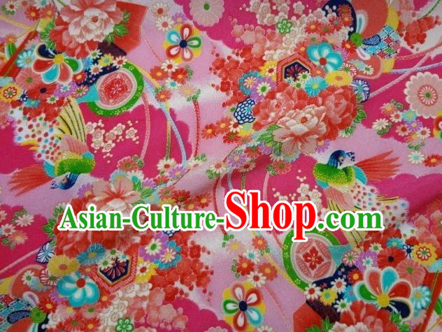 Asian Traditional Classical Peacock Pattern Pink Tapestry Satin Brocade Fabric Japanese Kimono Silk Material Asian Traditional Classical Peacock Pattern Pink Tapestry Satin Brocade Fabric Japanese Kimono Silk Material