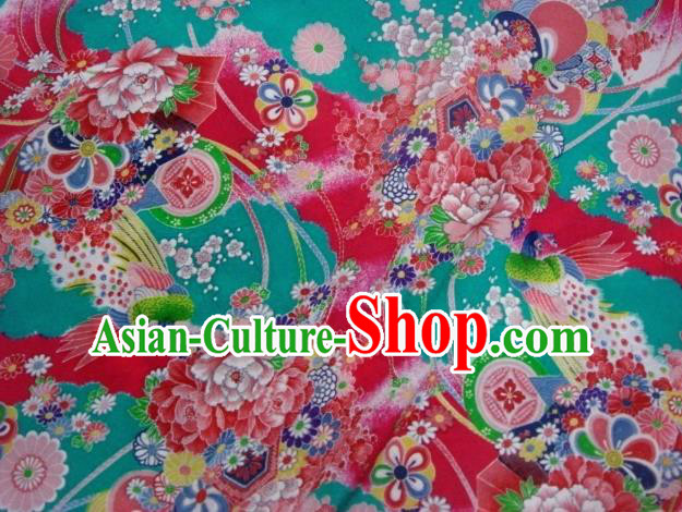 Asian Traditional Classical Peacock Pattern Blue Tapestry Satin Brocade Fabric Japanese Kimono Silk Material Asian Traditional Classical Peacock Pattern Blue Tapestry Satin Brocade Fabric Japanese Kimono Silk Material