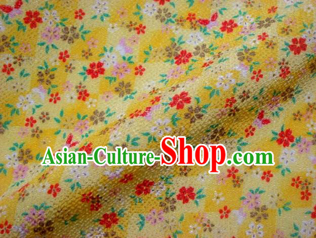 Asian Traditional Classical Sakura Pattern Yellow Tapestry Satin Brocade Fabric Japanese Kimono Silk Material Asian Traditional Classical Sakura Pattern Yellow Tapestry Satin Brocade Fabric Japanese Kimono Silk Material