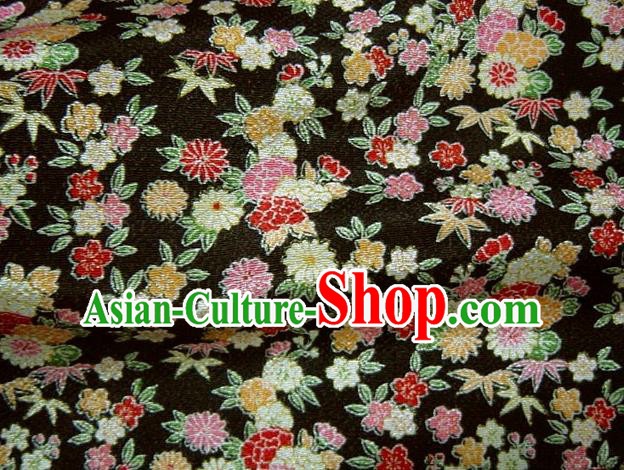 Asian Traditional Classical Daisy Pattern Black Brocade Tapestry Satin Fabric Japanese Kimono Silk Material Asian Traditional Classical Daisy Pattern Black Brocade Tapestry Satin Fabric Japanese Kimono Silk Material