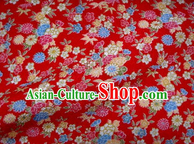 Asian Traditional Classical Daisy Pattern Red Brocade Tapestry Satin Fabric Japanese Kimono Silk Material Asian Traditional Classical Daisy Pattern Red Brocade Tapestry Satin Fabric Japanese Kimono Silk Material