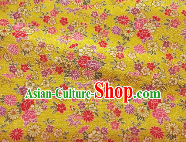 Asian Traditional Classical Daisy Pattern Yellow Brocade Tapestry Satin Fabric Japanese Kimono Silk Material Asian Traditional Classical Daisy Pattern Yellow Brocade Tapestry Satin Fabric Japanese Kimono Silk Material