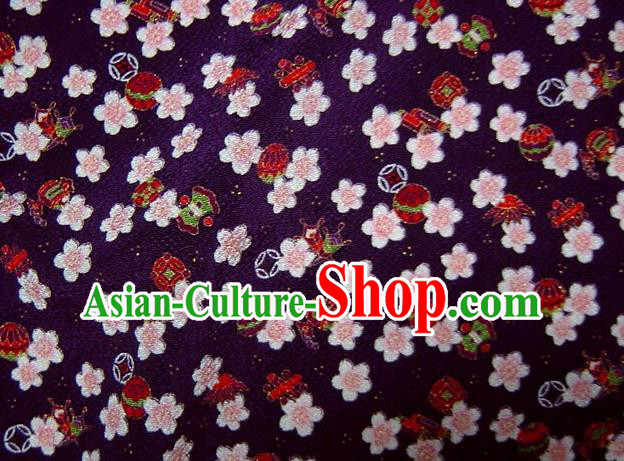 Asian Traditional Classical Sakura Pattern Purple Brocade Tapestry Satin Fabric Japanese Kimono Silk Material Asian Traditional Classical Sakura Pattern Purple Brocade Tapestry Satin Fabric Japanese Kimono Silk Material