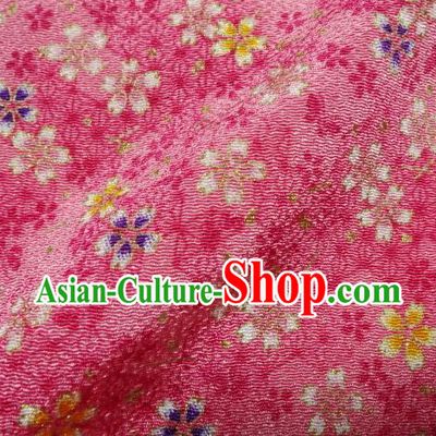 Asian Traditional Kimono Classical Sakura Pattern Pink Brocade Tapestry Satin Fabric Japanese Silk Material