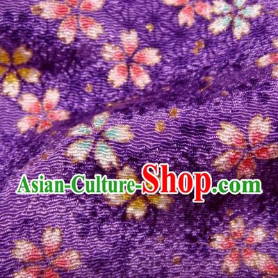 Asian Traditional Kimono Classical Sakura Pattern Purple Brocade Tapestry Satin Fabric Japanese Silk Material
