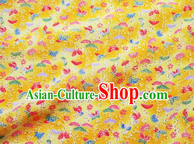 Asian Traditional Classical Butterfly Pattern Yellow Brocade Tapestry Satin Fabric Japanese Kimono Silk Material Asian Traditional Classical Butterfly Pattern Yellow Brocade Tapestry Satin Fabric Japanese Kimono Silk Material