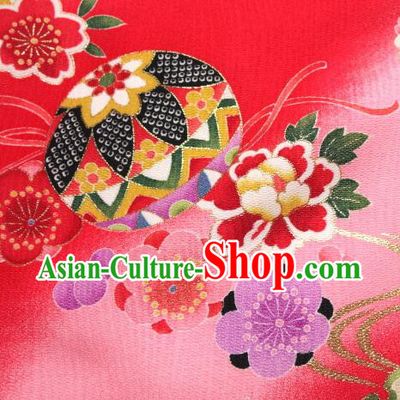 Asian Traditional Kimono Classical Ball Pattern Pink Brocade Tapestry Satin Fabric Japanese Kyoto Silk Material