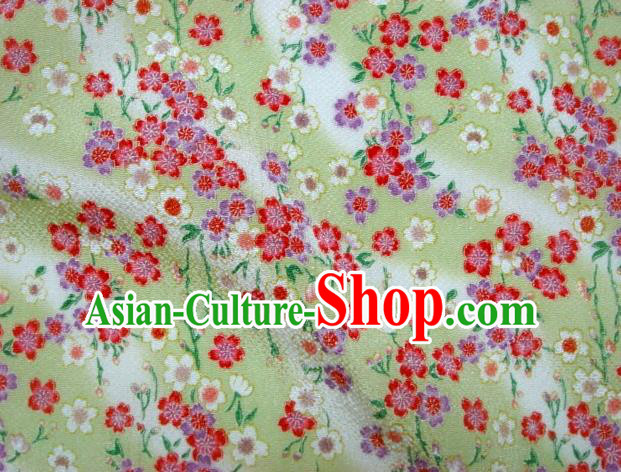 Asian Traditional Classical Sakura Pattern Green Brocade Tapestry Satin Fabric Japanese Kimono Silk Material Asian Traditional Classical Sakura Pattern Green Brocade Tapestry Satin Fabric Japanese Kimono Silk Material