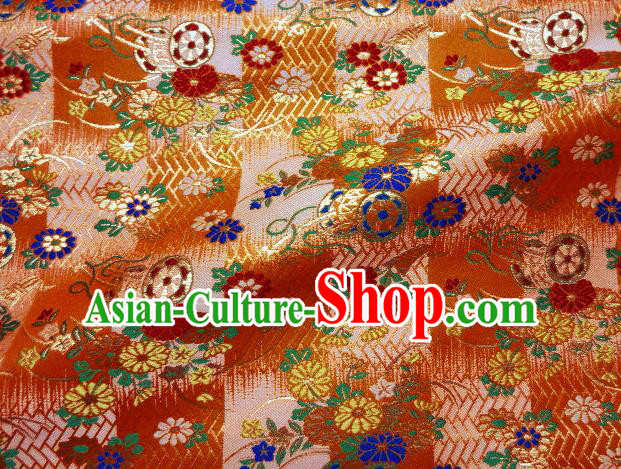 Asian Traditional Damask Classical Pattern Orange Brocade Fabric Japanese Kimono Tapestry Satin Silk Material Asian Traditional Damask Classical Pattern Orange Brocade Fabric Japanese Kimono Tapestry Satin Silk Material