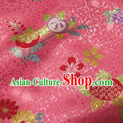 Asian Traditional Kimono Classical Oranger Blossom Pattern Pink Damask Brocade Fabric Japanese Kyoto Tapestry Satin Silk Material