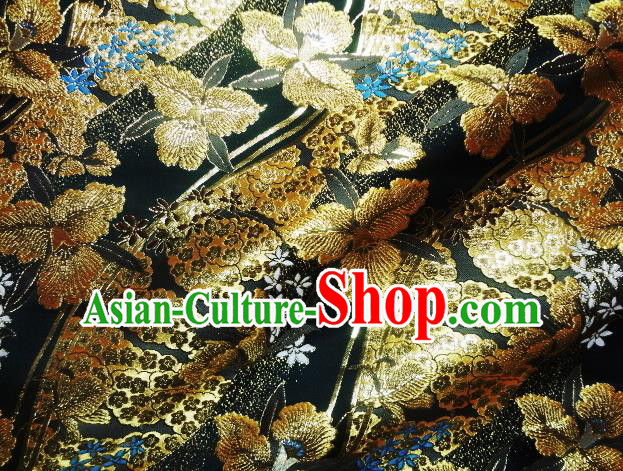 Asian Traditional Damask Classical Pattern Black Brocade Fabric Japanese Kimono Tapestry Satin Silk Material Asian Traditional Damask Classical Pattern Black Brocade Fabric Japanese Kimono Tapestry Satin Silk Material