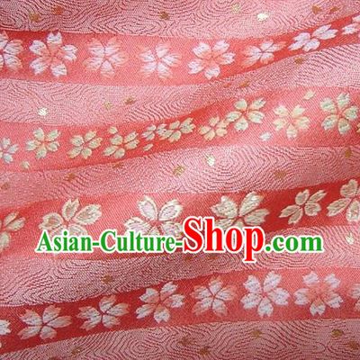 Asian Traditional Damask Classical Sakura Pattern Pink Brocade Fabric Japanese Kimono Tapestry Satin Silk Material
