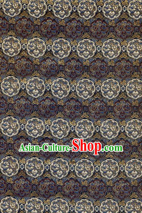 Asian Traditional Baldachin Classical Pattern Black Brocade Fabric Japanese Kimono Tapestry Satin Silk Material