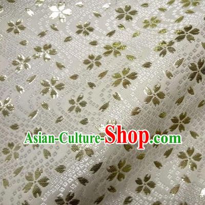 Asian Traditional Baldachin Classical Sakura Pattern White Brocade Fabric Japanese Kimono Tapestry Satin Silk Material