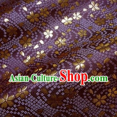 Asian Traditional Baldachin Classical Sakura Pattern Purple Brocade Fabric Japanese Kimono Tapestry Satin Silk Material