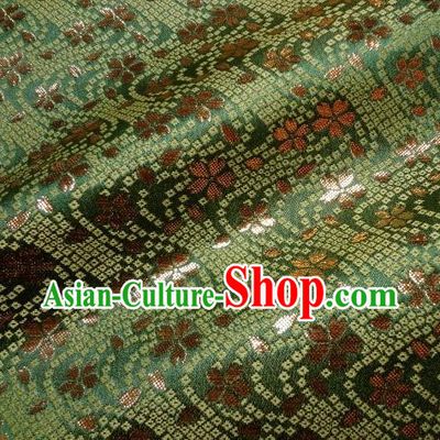 Asian Traditional Baldachin Classical Sakura Pattern Deep Green Brocade Fabric Japanese Kimono Tapestry Satin Silk Material