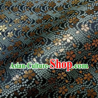 Asian Traditional Baldachin Classical Sakura Pattern Navy Brocade Fabric Japanese Kimono Tapestry Satin Silk Material