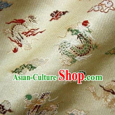 Asian Traditional Baldachin Classical Dragon Pattern Golden Brocade Fabric Japanese Kimono Tapestry Satin Silk Material