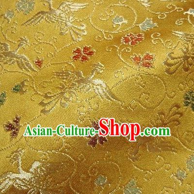 Asian Traditional Baldachin Classical Phoenix Pattern Golden Brocade Fabric Japanese Kimono Tapestry Satin Silk Material