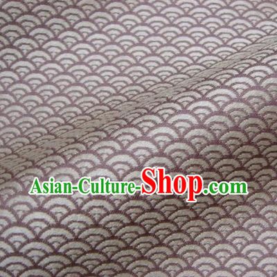 Asian Traditional Kimono Classical Waves Pattern Purple Damask Brocade Fabric Japanese Kyoto Tapestry Satin Silk Material