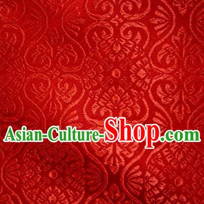 Asian Traditional Kyoto Kimono Brocade Classical Pattern Red Damask Fabric Japanese Tapestry Satin Silk Material