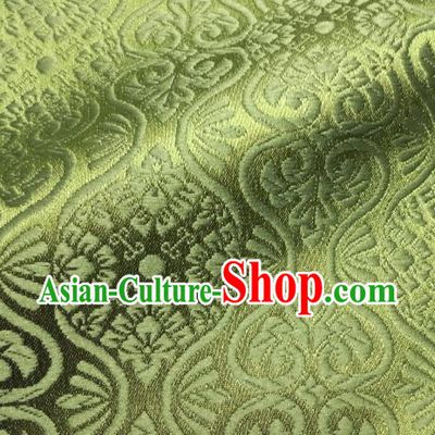 Asian Traditional Kyoto Kimono Brocade Classical Pattern Matcha Green Damask Fabric Japanese Tapestry Satin Silk Material