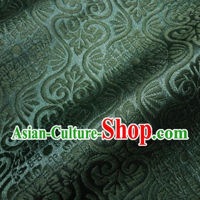 Asian Traditional Kyoto Kimono Brocade Classical Pattern Atrovirens Damask Fabric Japanese Tapestry Satin Silk Material