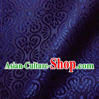 Asian Traditional Kyoto Kimono Brocade Classical Pattern Royalblue Damask Fabric Japanese Tapestry Satin Silk Material